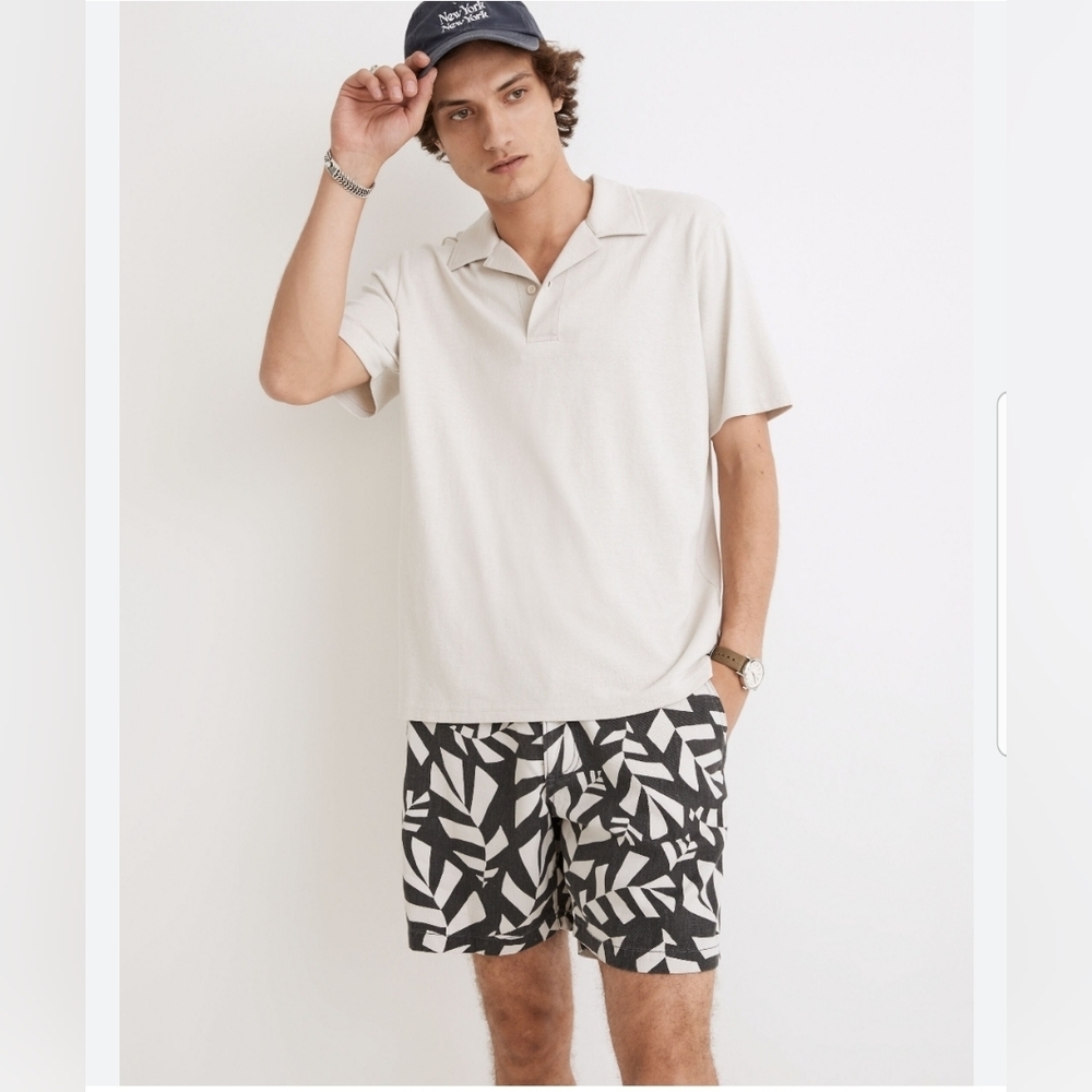 NWT Madewell Hemp-Cotton Printed  Short Men's Size S Color Black/White